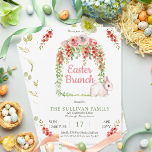 Pasen Brunch Bunny Rabbit Floral   Lijst wijnstokk Kaart