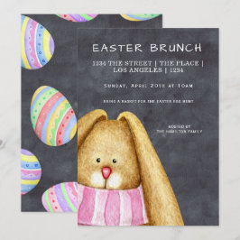 Pasen Brunch Bunny Rabbit in Scarf Kaart