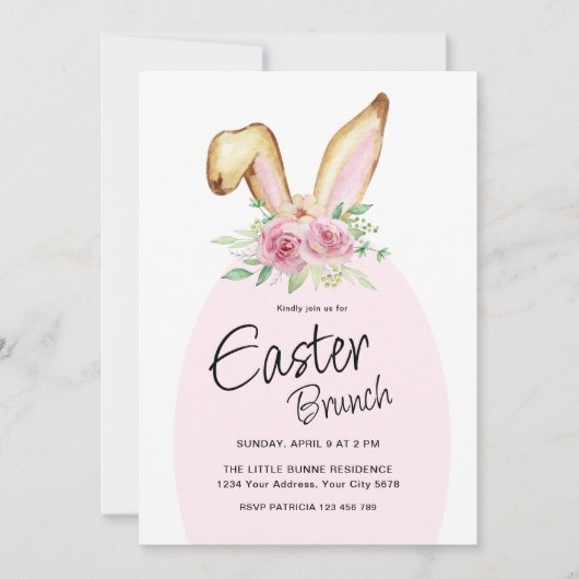 Pasen Brunch Bunny Uitnodiging (Voorkant)