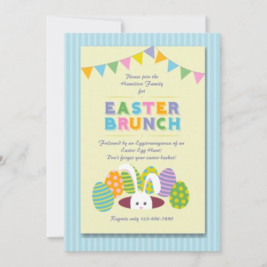 Pasen Brunch Bunny Uitnodiging (Voorkant)