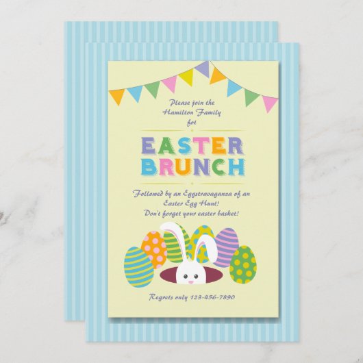 Pasen Brunch Bunny Uitnodiging (Voorkant / Achterkant)