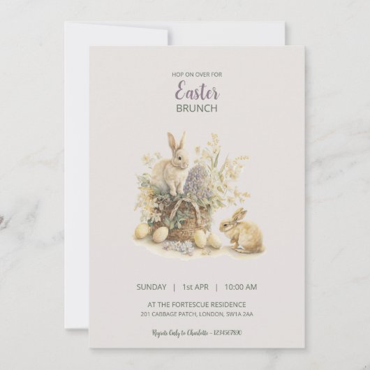 Pasen Brunch Bunny Uitnodiging (Voorkant)
