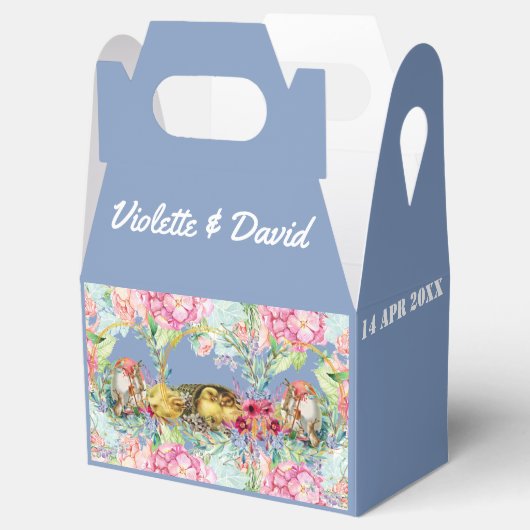 Pasen Brunch Chicks Floral WreatWaterverf Kinder Bedankdoosjes (Geopend)