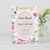 Pasen Brunch Colorful Floral Kaart (Staand voorkant)