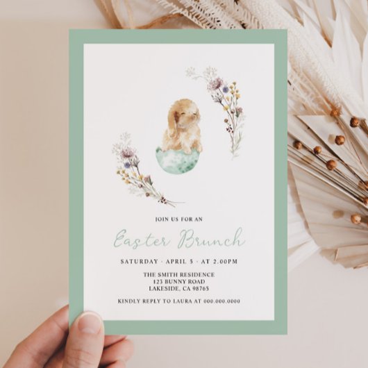 Pasen Brunch Cute Bunny Kaart