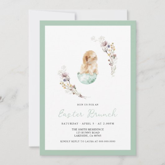 Pasen Brunch Cute Bunny Kaart (Voorkant)