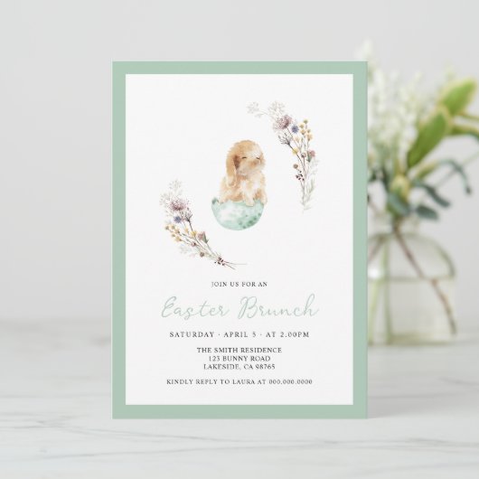 Pasen Brunch Cute Bunny Kaart (Staand voorkant)