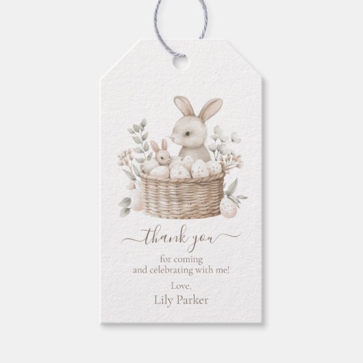 Pasen Brunch Egg Hunt Bunny Basket Dank u Cadeaulabel (Voorkant)