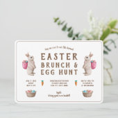 Pasen Brunch Egg Hunt Waterverf Bunny Basket Kaart (Staand voorkant)