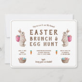 Pasen Brunch Egg Hunt Waterverf Bunny Basket Kaart (Voorkant)