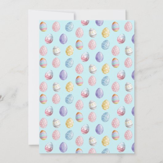 Pasen Brunch Ei Hunt Bunny Kleurrijke Pastel Blauw Kaart (Achterkant)