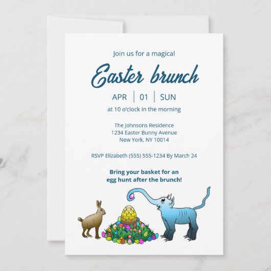 Pasen brunch & Ei Hunt Uitnodiging (Voorkant)