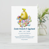 Pasen brunch & Ei Hunt Uitnodiging (Staand voorkant)