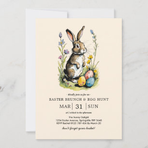 Pasen Brunch & Eieren zoeken Wildflower Bunny Kaart