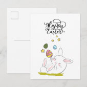 Pasen Brunch & Eierenjacht | Knuffel Konijn Paasei Uitnodiging Briefkaart (Voorkant / Achterkant)
