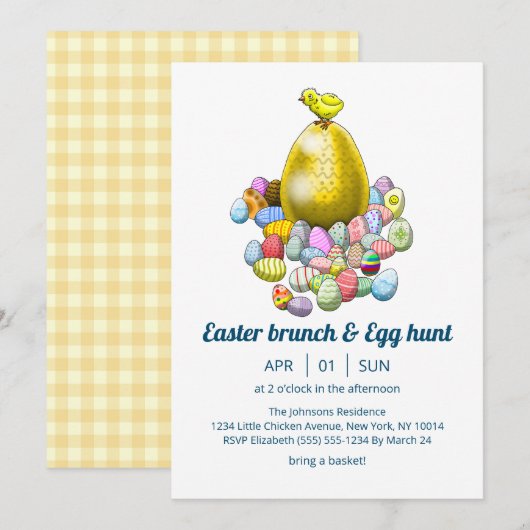 Pasen brunch & Eierenjacht uitnodiging (Voorkant / Achterkant)