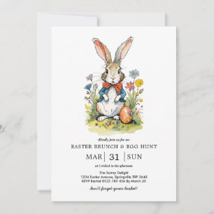 Pasen Brunch & Eierenjacht Wildflower Bunny Kaart