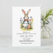 Pasen Brunch & Eierenjacht | Wildflower Bunny Kaart (Staand voorkant)