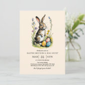Pasen Brunch & Eierenjacht | Wildflower Bunny Kaart (Staand voorkant)