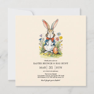 Pasen Brunch & Eierenjacht Wildflower Bunny Kaart