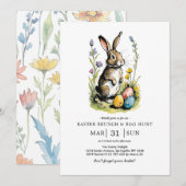 Pasen Brunch & Eierenjacht | Wildflower Bunny Kaart (Voorkant / Achterkant)