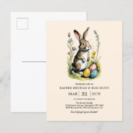 Pasen Brunch & Eierenjacht | Wildflower Bunny Uitnodiging Briefkaart