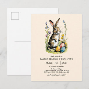 Pasen Brunch & Eierenjacht Wildflower Bunny Uitnodiging Briefkaart