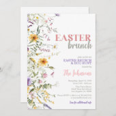 Pasen Brunch en Egg Hunt Bloemenuitnodiging Kaart (Voorkant / Achterkant)
