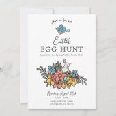 Pasen Brunch en Egg Hunt Cute Floral Pasen Invi Kaart (Voorkant)