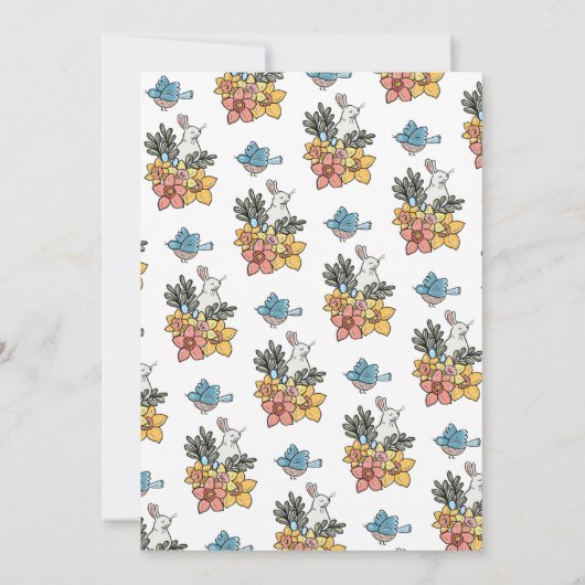 Pasen Brunch en Egg Hunt Cute Floral Pasen Invi Kaart (Achterkant)