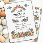 Pasen Brunch en Egg Hunt Cute Floral Pasen Invi Kaart
