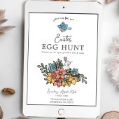 Pasen Brunch en Egg Hunt Cute Floral Pasen Invi Kaart