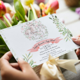 Pasen Brunch en Egg Hunt Deer Bunny Uitnodiging