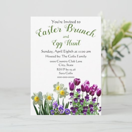Pasen Brunch en Egg Hunt Holiday Uitnodiging (Staand voorkant)
