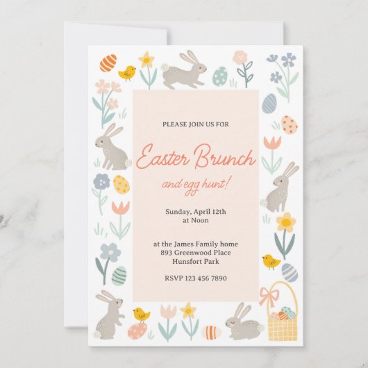 Pasen Brunch en Egg Hunt Kaart (Voorkant)