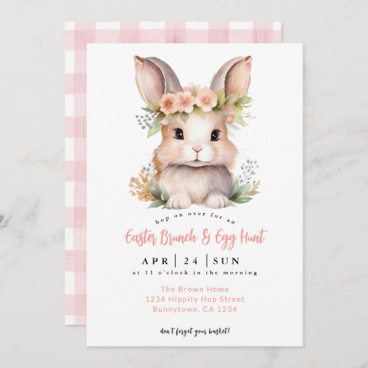 Pasen Brunch en Egg Hunt Kaart (Voorkant / Achterkant)