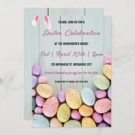 Pasen Brunch en Egg Hunt Kaart (Voorkant / Achterkant)