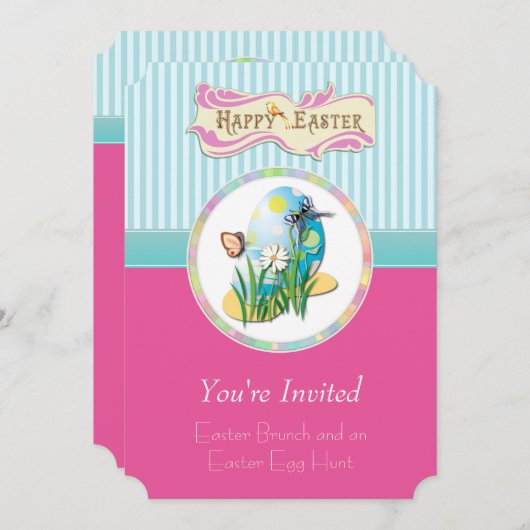 Pasen Brunch en Egg Hunt Kaart (Voorkant / Achterkant)