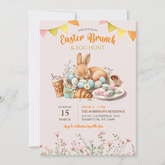 Pasen Brunch en Egg Hunt Kaart (Voorkant)