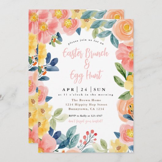 Pasen Brunch en Egg Hunt Kaart (Voorkant / Achterkant)