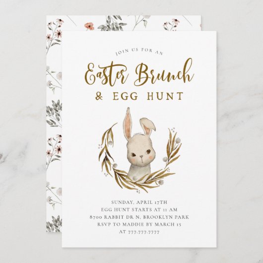 Pasen Brunch en Egg Hunt Kaart (Voorkant / Achterkant)