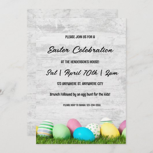 Pasen Brunch en Egg Hunt Kaart (Voorkant / Achterkant)