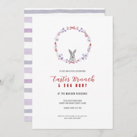 Pasen Brunch en Egg Hunt Kaart (Voorkant / Achterkant)
