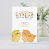Pasen Brunch en Egg Hunt met twee kleine kippen Kaart (Staand voorkant)