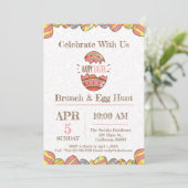 Pasen Brunch en Egg Hunt Party Invitation. Kaart (Staand voorkant)