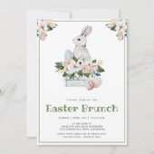 Pasen Brunch en Egg Hunt Waterverf Rabbit Bunny Kaart (Voorkant)