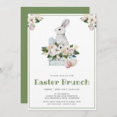 Pasen Brunch en Egg Hunt Waterverf Rabbit Bunny Kaart (Voorkant / Achterkant)