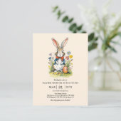 Pasen Brunch en Egg Hunt | Wildflower Bunny Briefkaart (Staand voorkant)