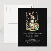 Pasen Brunch en Egg Hunt | Wildflower Bunny Briefkaart (Voorkant / Achterkant)