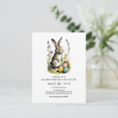 Pasen Brunch en Egg Hunt | Wildflower Bunny Briefkaart (Staand voorkant)
